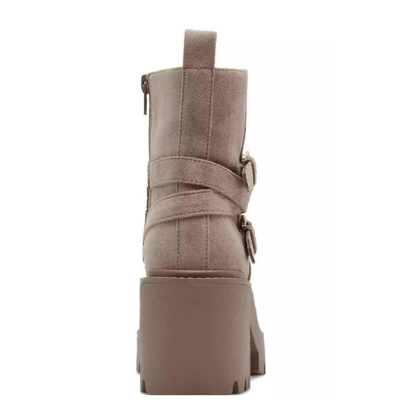 NEW Madden Girl Womens Pike Moto Buckle Lug Sole Booties Sand Size 10 Faux Suede - Picture 3 of 6